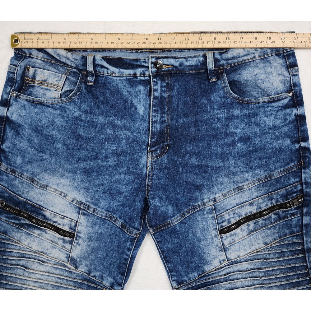 Southpole Skinny Jeans Mens 42x32 Blue Stretch Moto Biker Denim - Picture 6 of 13